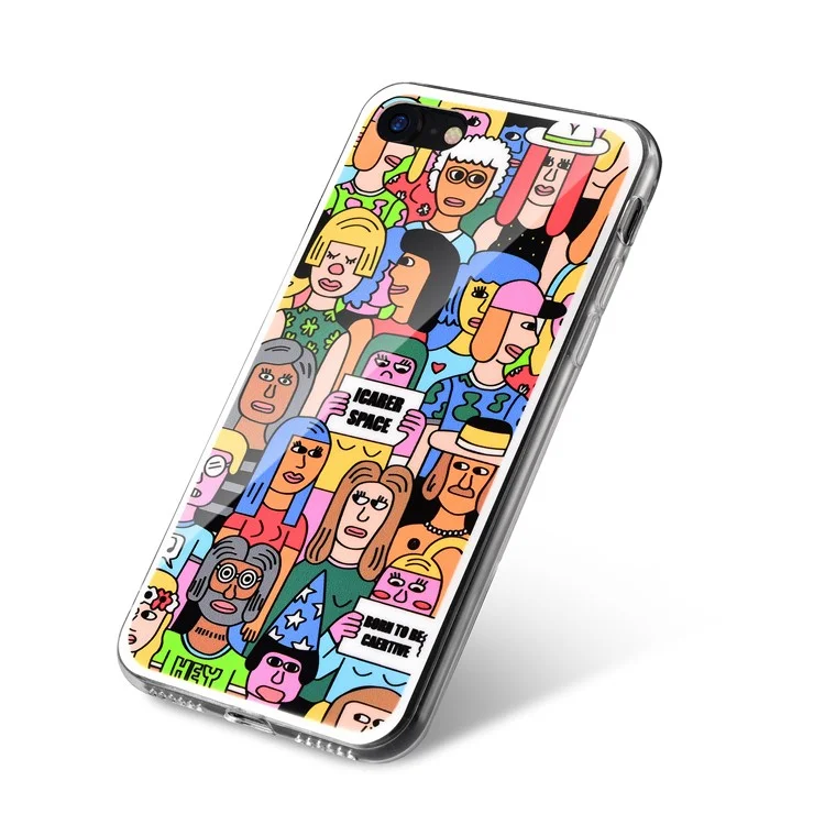 Rubberized IMD Patterned TPU Cell Phone Case for iPhone 8 / 7 4.7 inch - I Carer Space