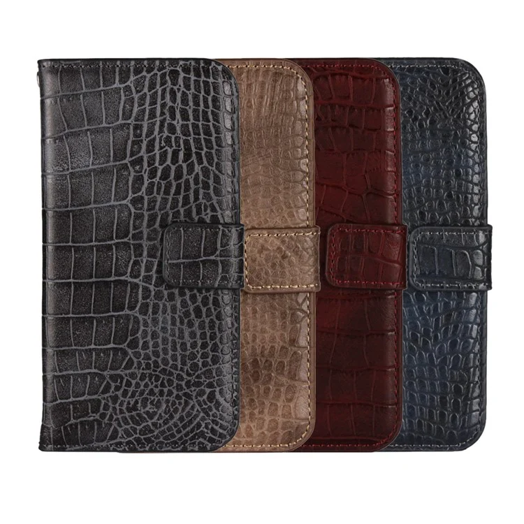 Crocodile Texture PU Leather Magnetic Wallet Stand Case for iPhone X - Black