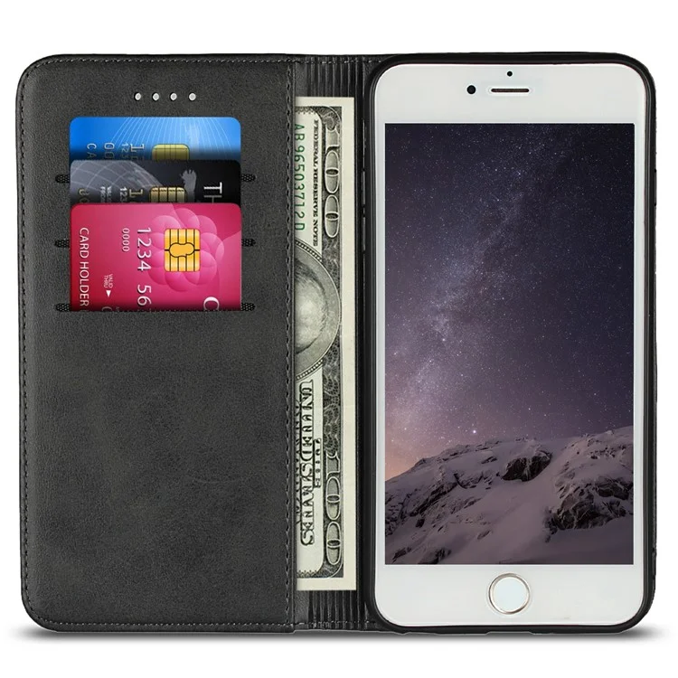 Magnetic Stand Leather Wallet Case for iPhone 8/7 4.7 inch - Black