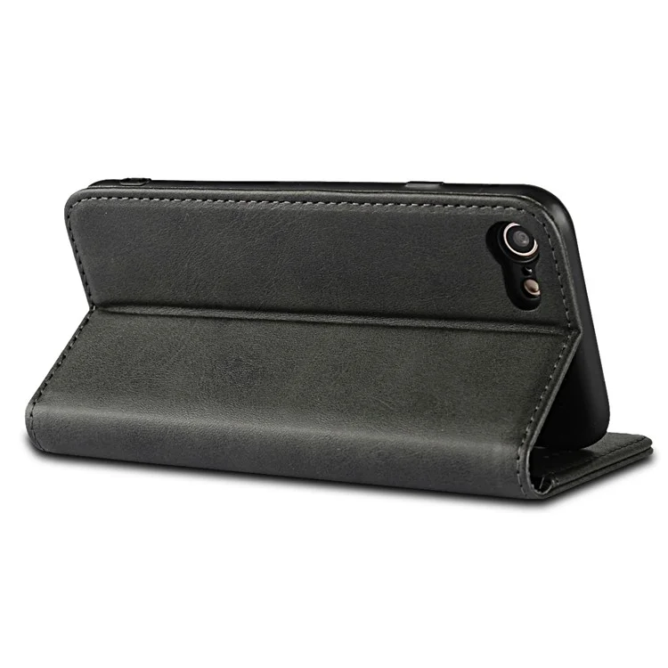 Magnetic Stand Leather Wallet Case for iPhone 8/7 4.7 inch - Black