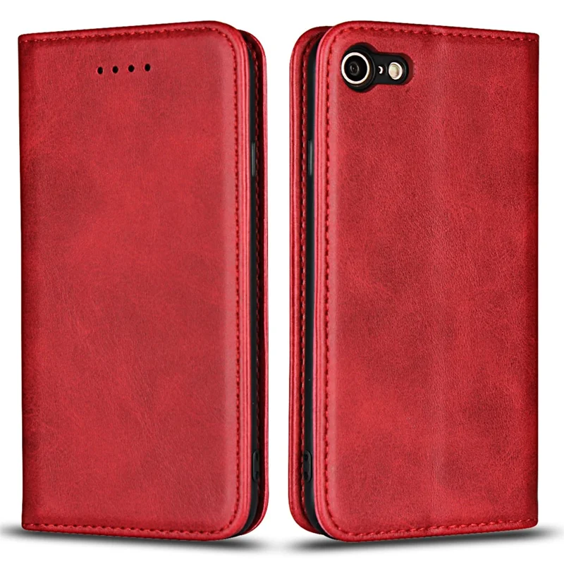 For iPhone 7/8/SE (2020)/SE (2022) 4.7 inch Magnetic Stand Leather Wallet Mobile Phone Case - Red