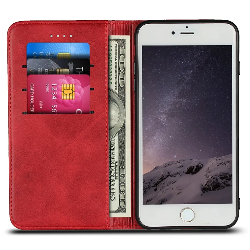 For iPhone 7/8/SE (2020)/SE (2022) 4.7 inch Magnetic Stand Leather Wallet Mobile Phone Case - Red