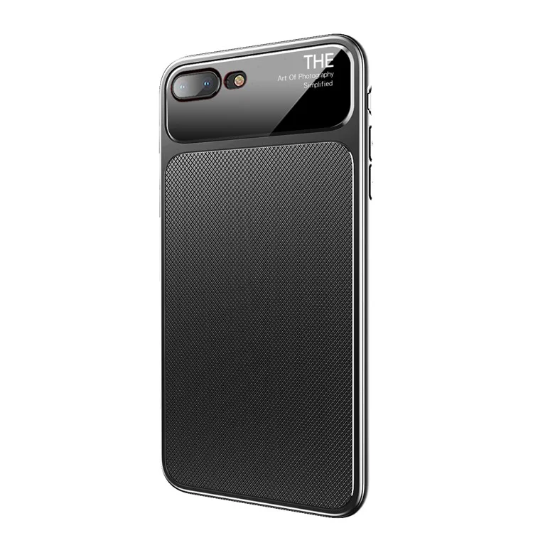 BASEUS Knight Series Diamond Pattern High Aluminum Glass + Soft TPU Hybrid Cell Phone Cover for iPhone 8 Plus / 7 Plus - Black