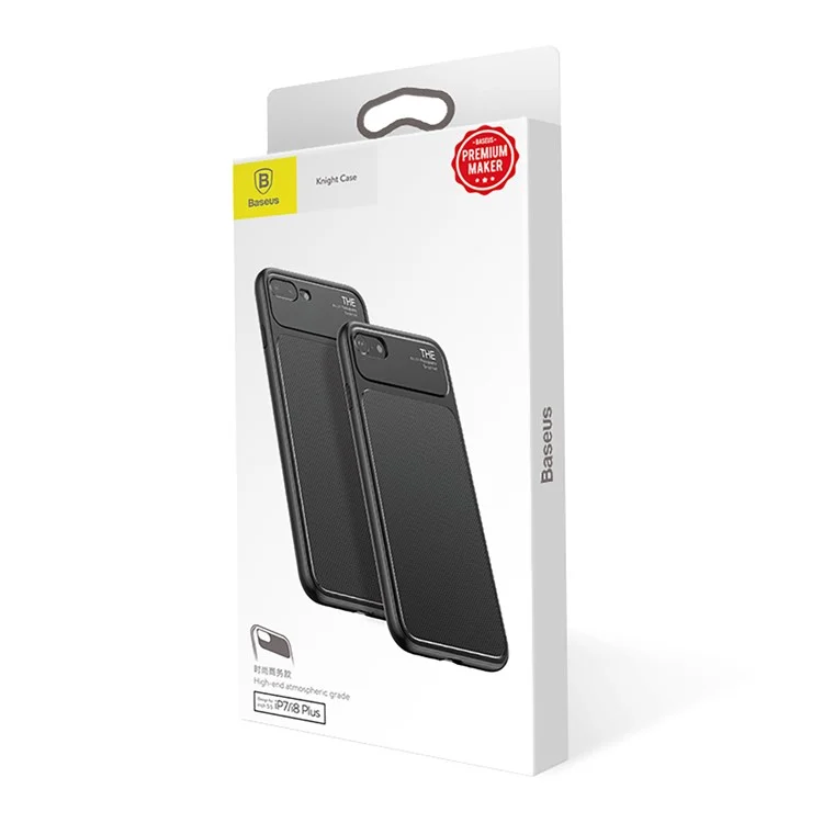 BASEUS Knight Series Diamond Pattern High Aluminum Glass + Soft TPU Hybrid Cell Phone Cover for iPhone 8 Plus / 7 Plus - Black