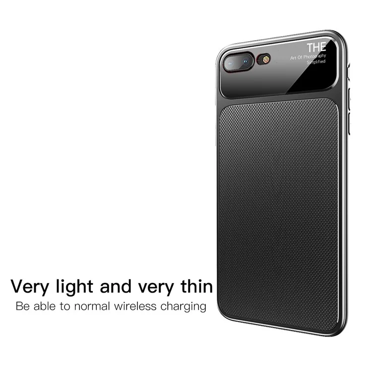 BASEUS Knight Series Diamond Pattern High Aluminum Glass + Soft TPU Hybrid Cell Phone Cover for iPhone 8 Plus / 7 Plus - Black