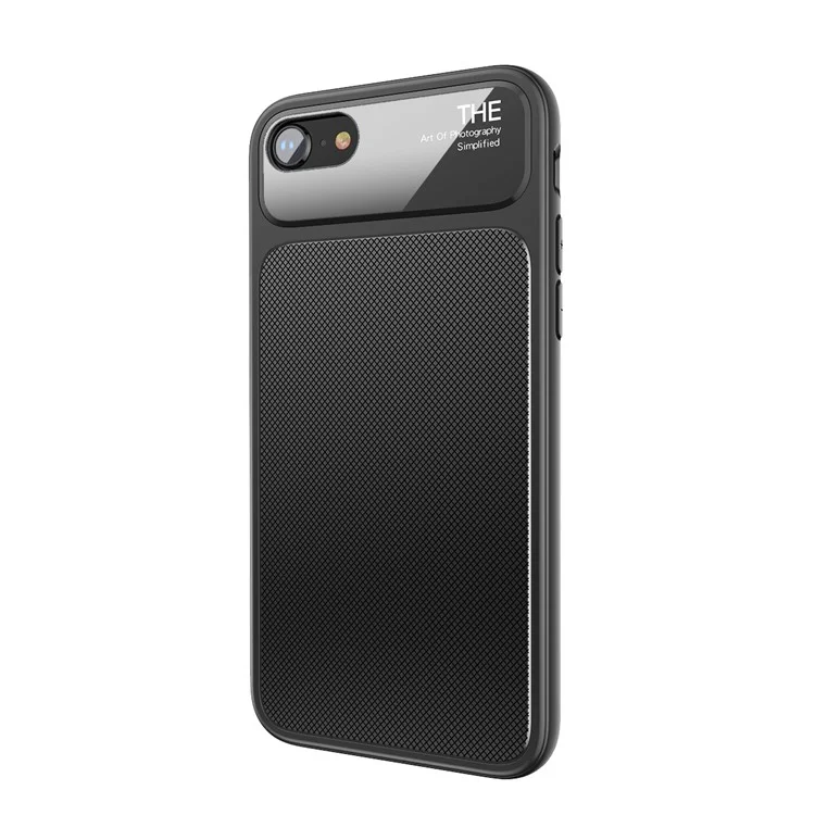 BASEUS Knight Series Diamond Pattern High Aluminum Glass + Soft TPU Hybrid Cell Phone Back Cover for iPhone 8 / 7 4.7 inch - Black