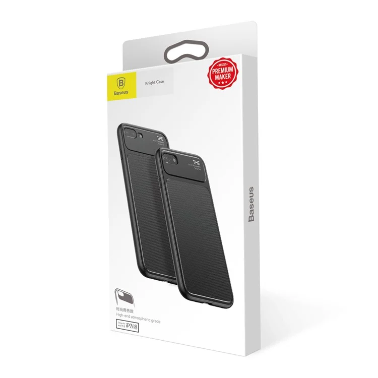 BASEUS Knight Series Diamond Pattern High Aluminum Glass + Soft TPU Hybrid Cell Phone Back Cover for iPhone 8 / 7 4.7 inch - Black