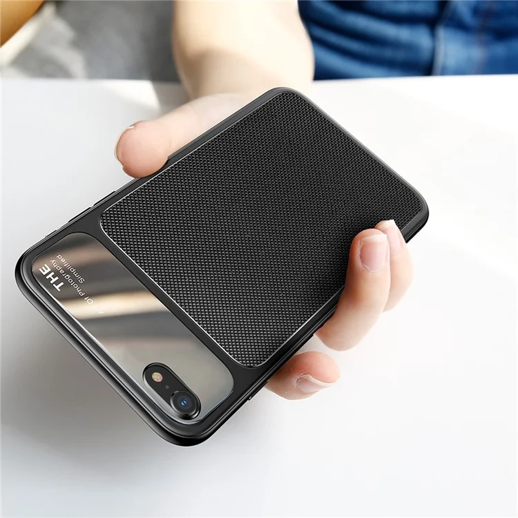 BASEUS Knight Series Diamond Pattern High Aluminum Glass + Soft TPU Hybrid Cell Phone Back Cover for iPhone 8 / 7 4.7 inch - Black
