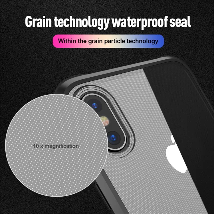 IPAKY Hybrid TPU Frame + PC + Clear Acrylic Phone Case for iPhone X - Black
