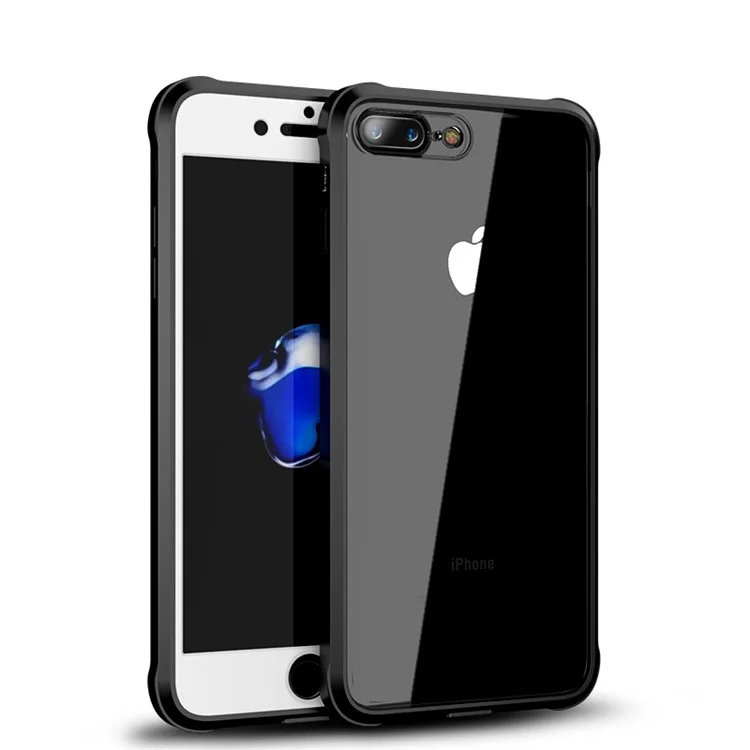 IPAKY Hybrid TPU Frame + PC + Clear Acrylic Phone Case for iPhone 8 Plus/7 Plus 5.5 inch - Black