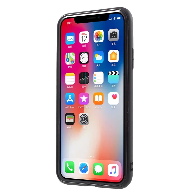 TPU + PC Hybrid Game Joysticks Case with Finger Ring Kickstand for iPhone X - Black