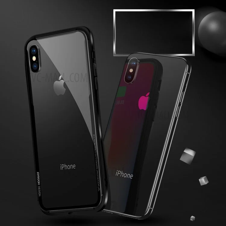 JOYROOM Detachable Tempered Glass + Drop-proof TPU Hybrid Back Case for iPhone X(Ten) - Black