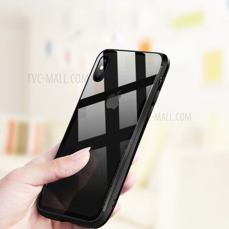 JOYROOM Detachable Tempered Glass + Drop-proof TPU Hybrid Back Case for iPhone X(Ten) - Black