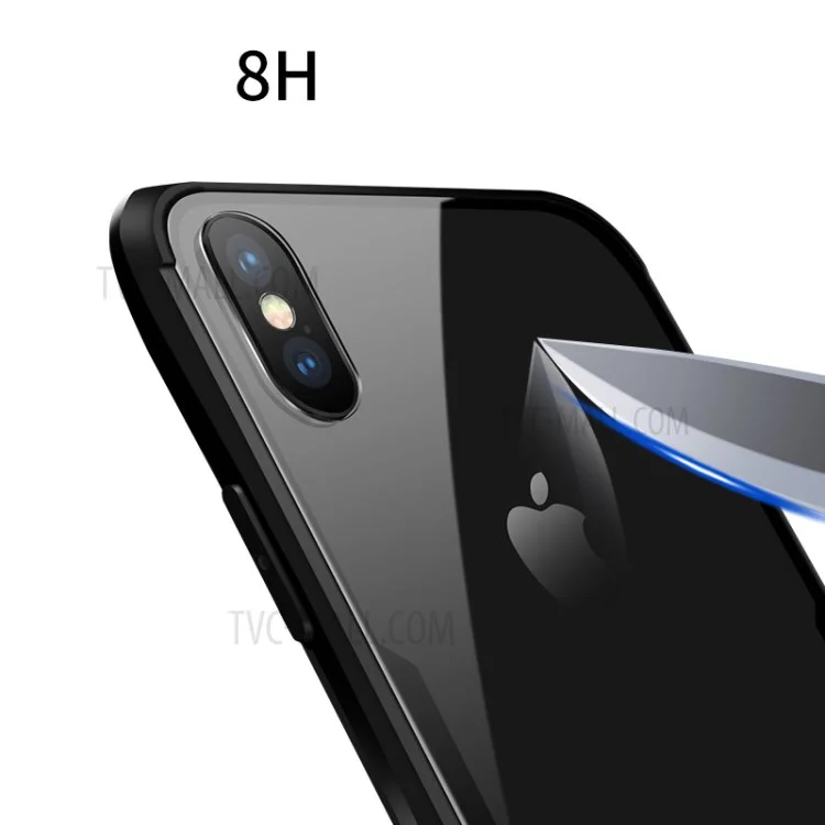 JOYROOM Detachable Tempered Glass + Drop-proof TPU Hybrid Back Case for iPhone X(Ten) - Black