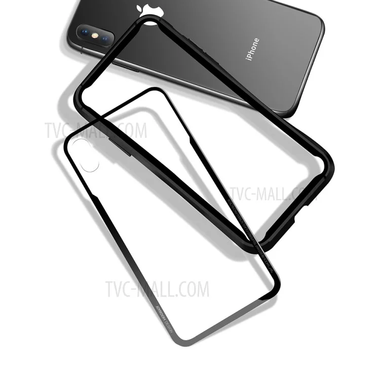 JOYROOM Detachable Tempered Glass + Drop-proof TPU Hybrid Back Case for iPhone X(Ten) - Black