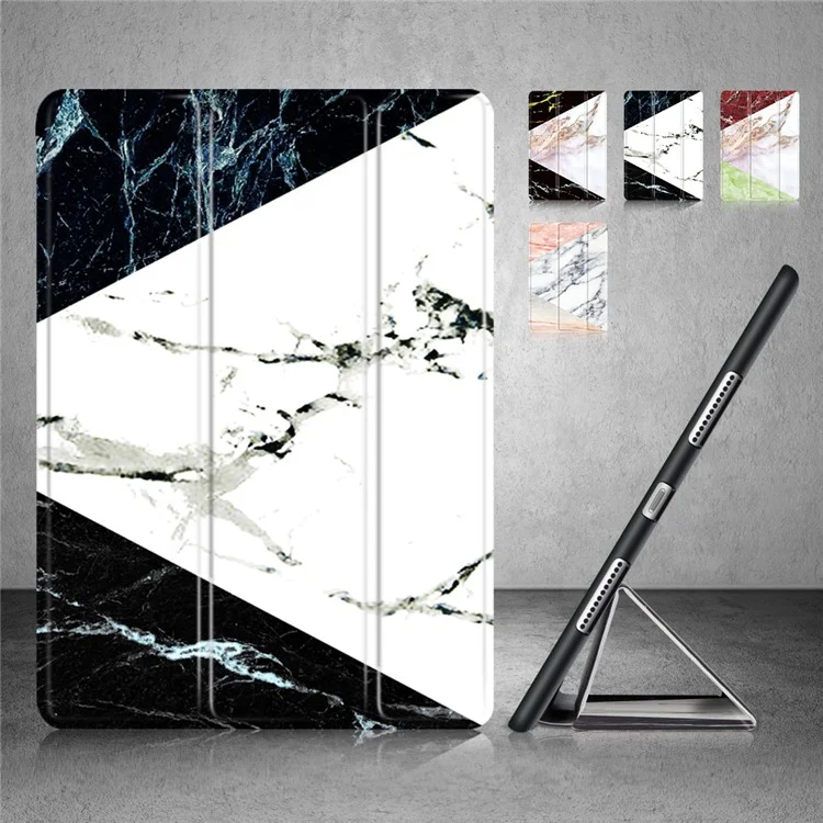 Marble Pattern Tri-fold Stand PU Leather Smart Case for iPad Pro 10.5-inch (2017) - Blue