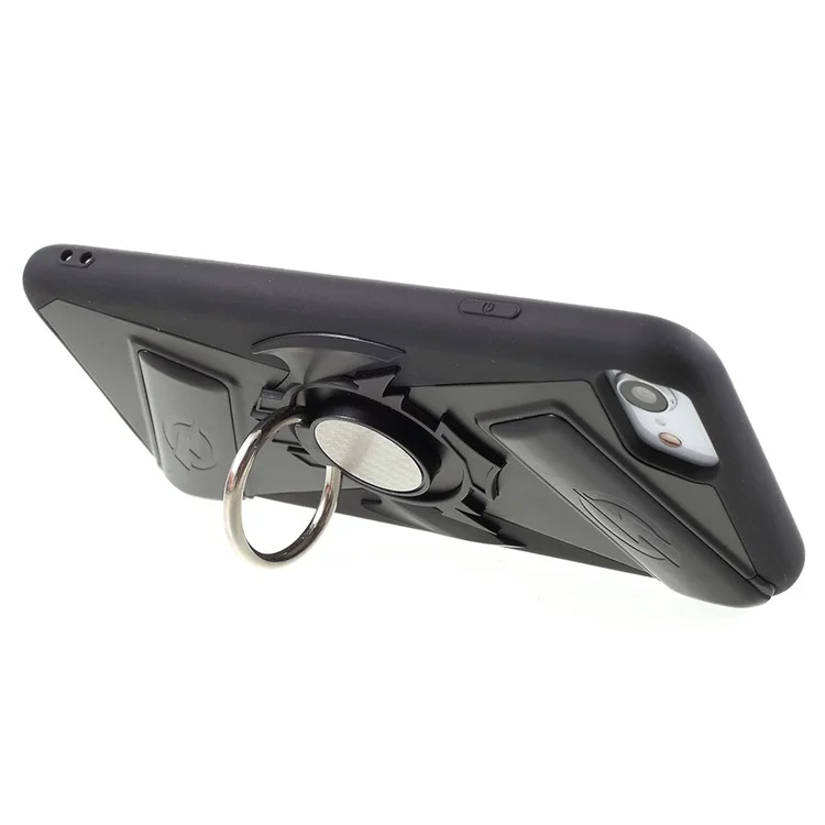 TPU + PC Hybrid Game Joysticks Case with Finger Ring Kickstand for iPhone 8/7/6s/6 - Black