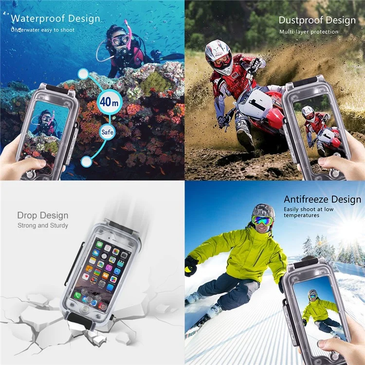 HAWEEL HWL2500 40M Waterproof Snow/Shock/Dirt Proof Shell Case with Camera Lens for iPhone 6s 6 - Black