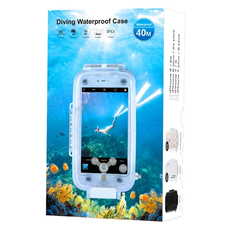 HAWEEL HWL2502 40M Waterproof Snow/Shock/Dirt Proof Shell Case with Camera Lens for iPhone 8/7 - Black