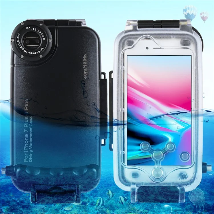HAWEEL HWL2503 40M Waterproof Snow/Shock/Dirt Proof Shell Case with Camera Lens for iPhone 8 Plus / 7 Plus - Black