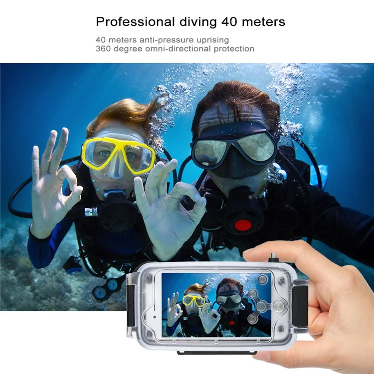 HAWEEL HWL2503 40M Waterproof Snow/Shock/Dirt Proof Shell Case with Camera Lens for iPhone 8 Plus / 7 Plus - Black