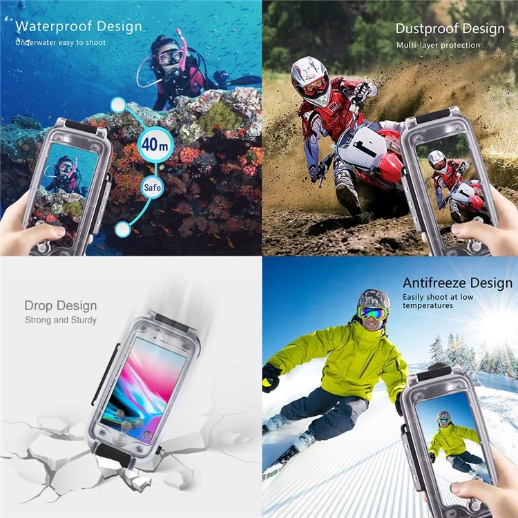 HAWEEL HWL2503 40M Waterproof Snow/Shock/Dirt Proof Shell Case with Camera Lens for iPhone 8 Plus / 7 Plus - Black