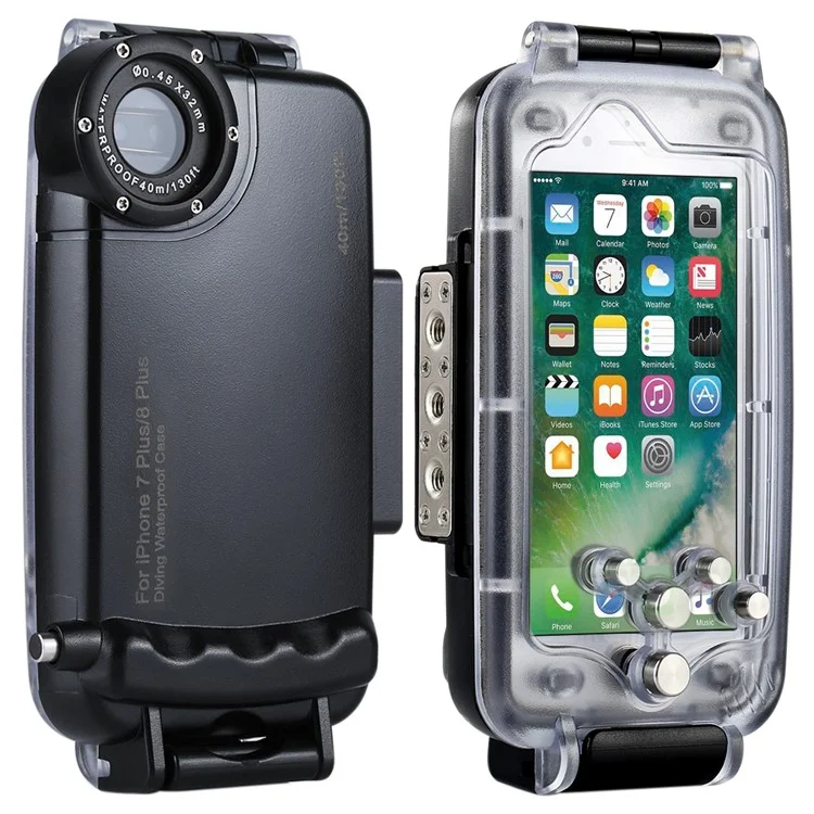 HAWEEL HWL2503 40M Waterproof Snow/Shock/Dirt Proof Shell Case with Camera Lens for iPhone 8 Plus / 7 Plus - Black
