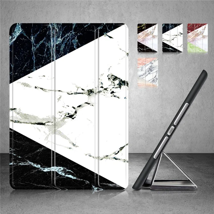 Marble Pattern Tri-fold Stand PU Leather Smart Case for iPad Air - Blue