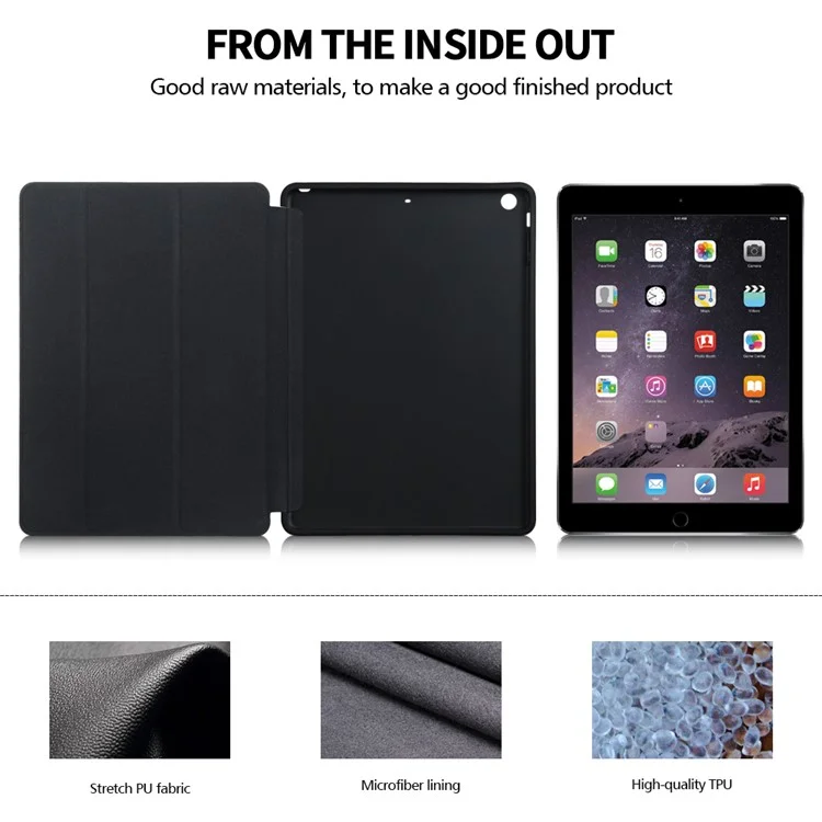 Marble Pattern Tri-fold Stand PU Leather Smart Case for iPad Air - Blue