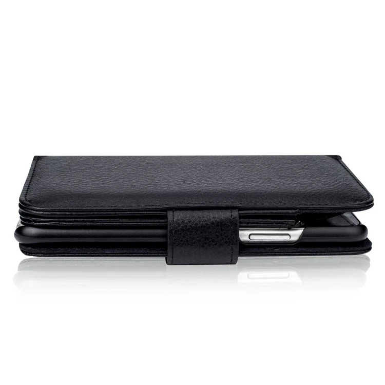 Multi Card Slots PU Leather Protection Mobile Phone Case with Stand for iPhone X - Black