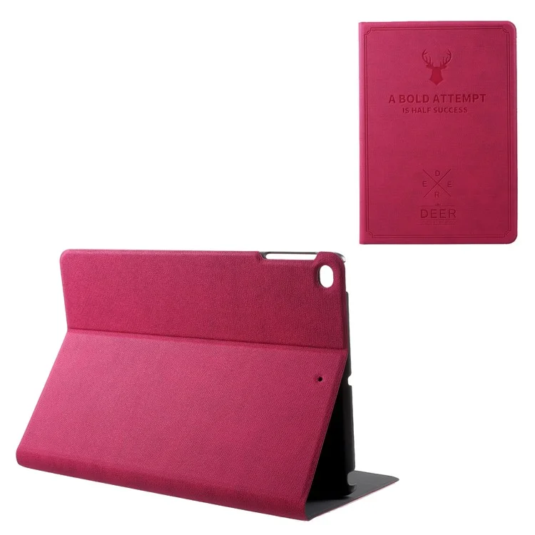Imprint Deer and Quote Flip Stand PU Leather Case for iPad 9.7-inch (2018)/9.7-inch (2017)/Air 2/Air - Rose