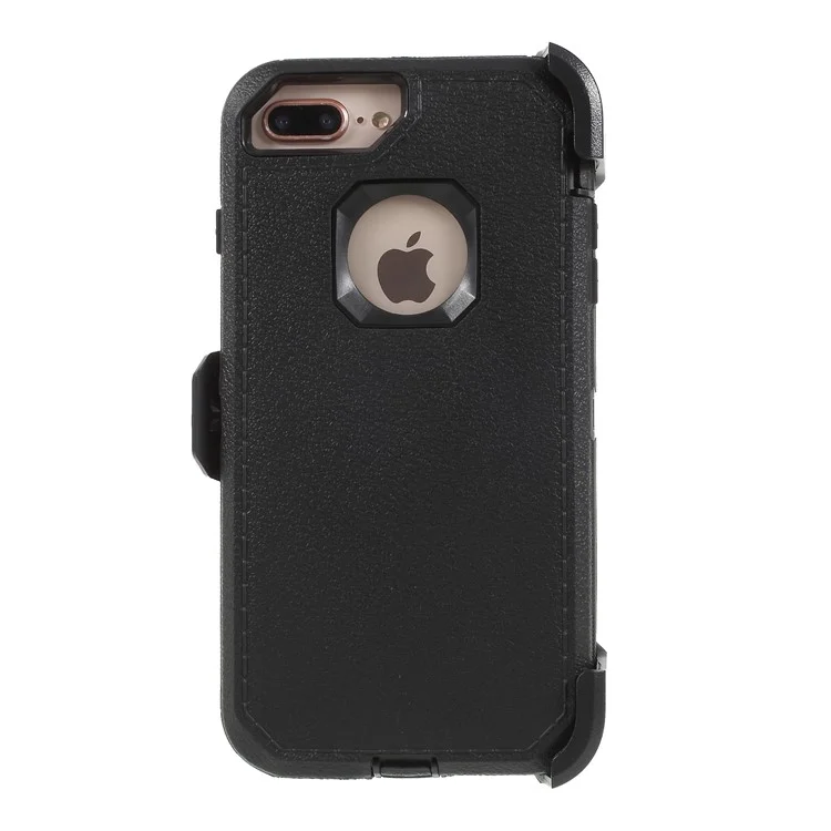 Heavy Duty Rugged PC + Silicone Hybrid Belt Clip Kickstand Case for iPhone 8 Plus / 7 Plus / 6s Plus / 6 Plus - Black