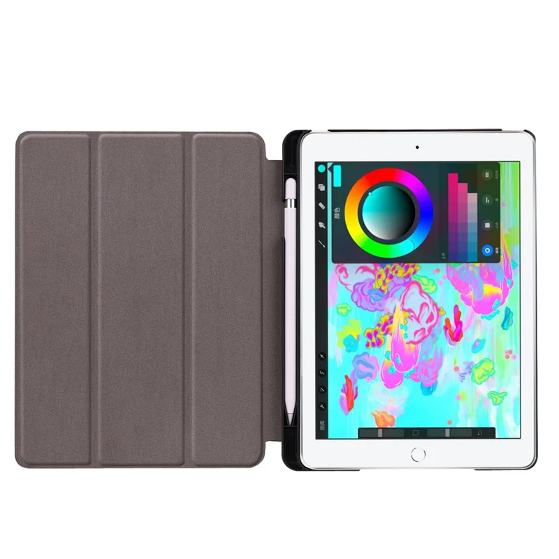 Custodia Protettiva In Cuoio Intelligente In Pelle Intelligente Con Slot A Penna Per IPad Da 9,7 Pollici (2018) / 9.7-pollici (2017) - Blu Scuro