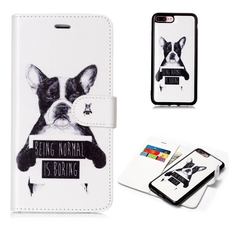 Pattern Printing Detachable 2-in-1 Wallet Leather Phone Case for iPhone 8 Plus / 7 Plus 5.5 inch - Dog