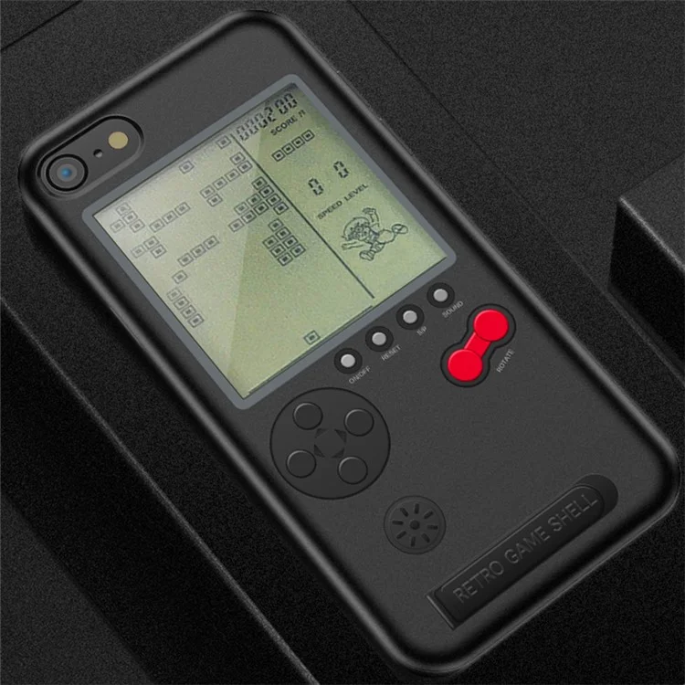 Tetris PC TPU Phone Case Protection Game Cover with Kickstand for iPhone 8/7/6s/6 - Black