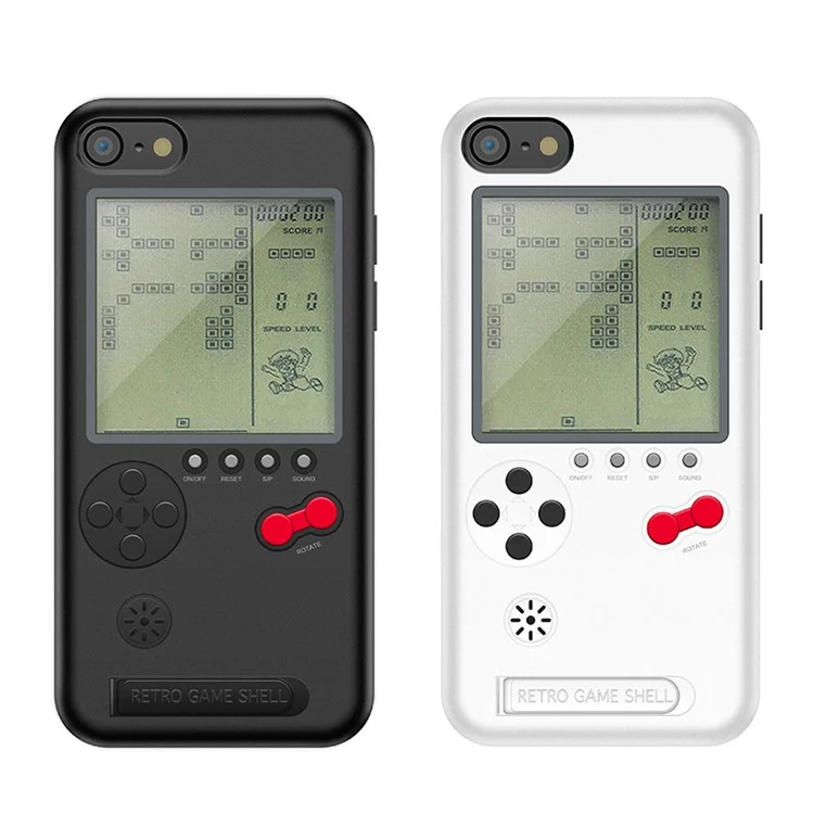 Tetris PC TPU Phone Case Protection Game Cover with Kickstand for iPhone 8/7/6s/6 - Black
