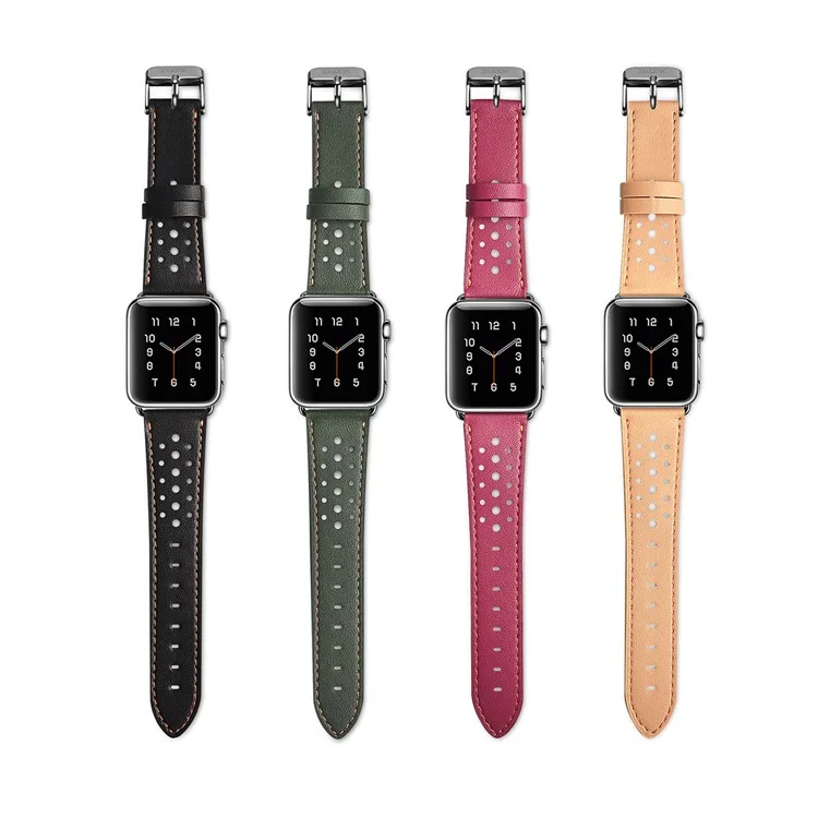 XOOMZ Classic PU Leather Honeycomb Watch Strap for Apple Watch Series 2/1 38mm - Black