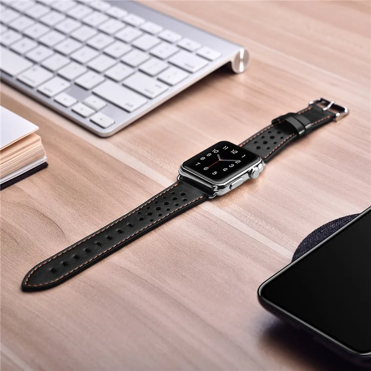 XOOMZ Classic PU Leather Honeycomb Watch Strap for Apple Watch Series 2/1 38mm - Black