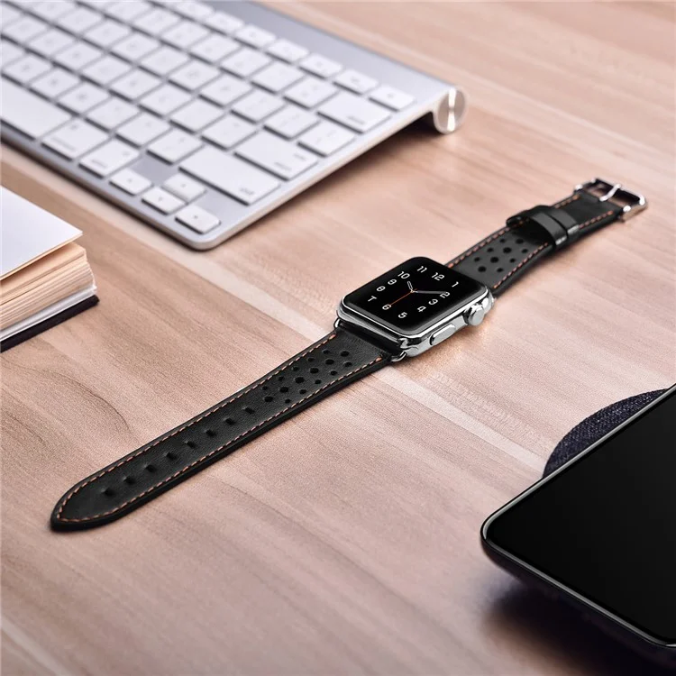 XOOMZ Classic PU Leather Honeycomb Watch Strap for Apple Watch Series 2/1 42mm - Black