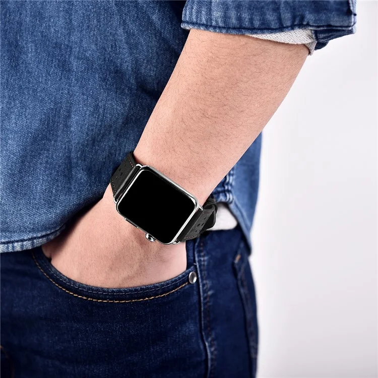 XOOMZ Classic PU Leather Honeycomb Watch Strap for Apple Watch Series 2/1 42mm - Black