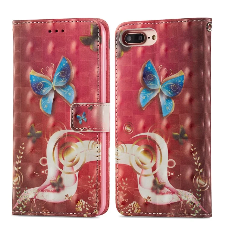 Pattern Printing Leather Wallet Phone Cover for iPhone 8 Plus / 7 Plus 5.5 inch - Butterfly Pattern