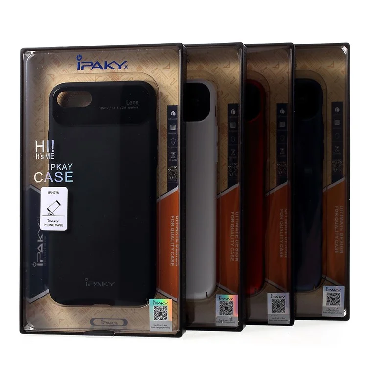 IPAKY Tempered Glass + PC Hybrid Back Case for iPhone 8/7 4.7 inch - Black