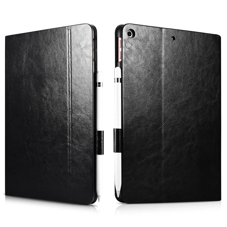 XOOMZ Knight Series Crazy Horse PU Leather Smart Case for iPad 9.7-inch (2018)/9.7-inch (2017) - Black