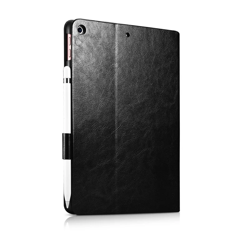 XOOMZ Knight Series Crazy Horse PU Leather Smart Case for iPad 9.7-inch (2018)/9.7-inch (2017) - Black