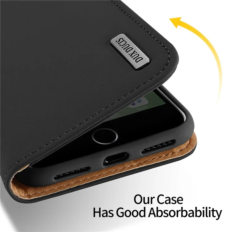 DUX DUCIS Wish Series Cnas / Cma Certifié Crétifié Hémand de Support de Portefeuille en Cuir Pour Iphone 8 Plus / 7 Plus 5,5 Pouces - le Noir