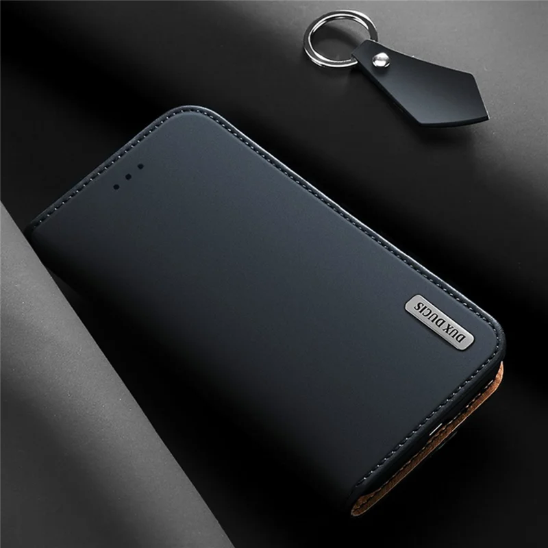 DUX DUCIS Wish Series CNAS / CMA certified Wallet Genuine Leather Casing Stand for iPhone 8 Plus / 7 Plus 5.5 inch - Dark Blue