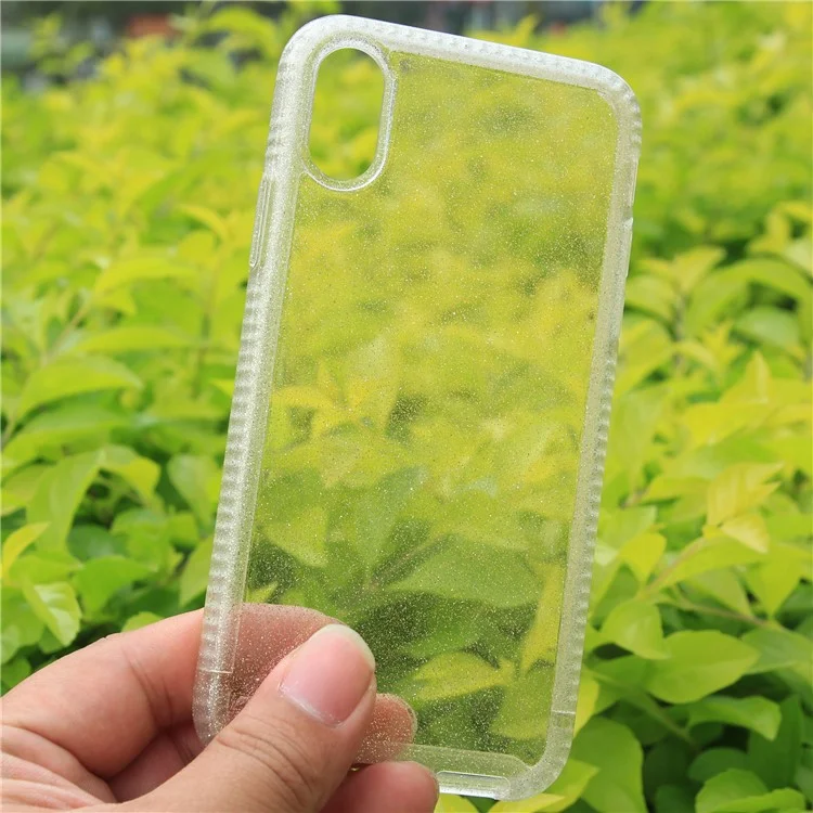 Anti-bump Flash Powder Clear TPU Back Case for iPhone X (Ten) 5.8 inch - Transparent