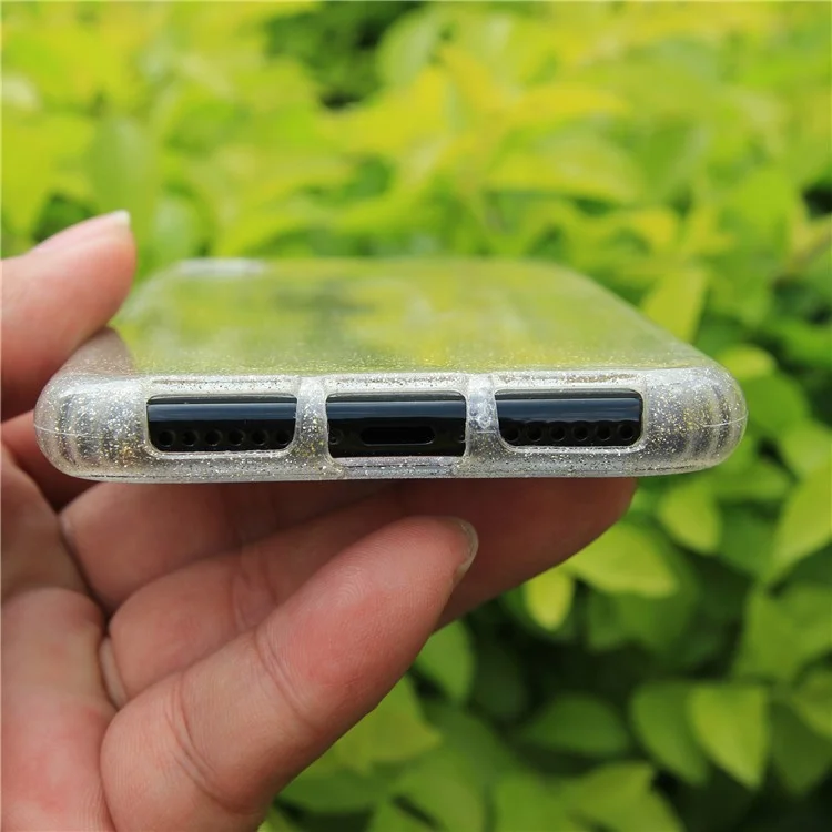 Anti-bump Flash Powder Clear TPU Back Case for iPhone X (Ten) 5.8 inch - Transparent