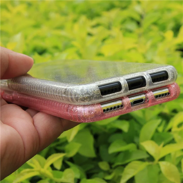 Anti-bump Flash Powder Clear TPU Back Case for iPhone X (Ten) 5.8 inch - Transparent