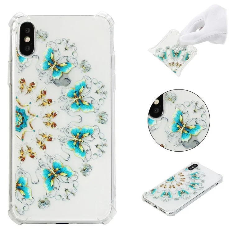 Anti-drop Patterned Printing Soft TPU Case for iPhone X - Butterflies